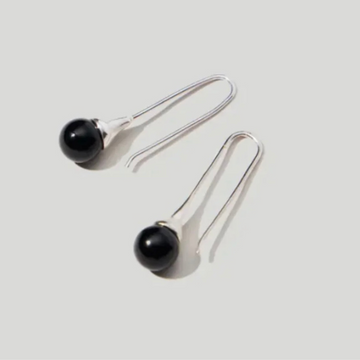 Collette Earring Long Silver Black Onyx