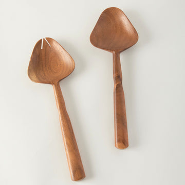 Babul Wood Leaf Salad Servers