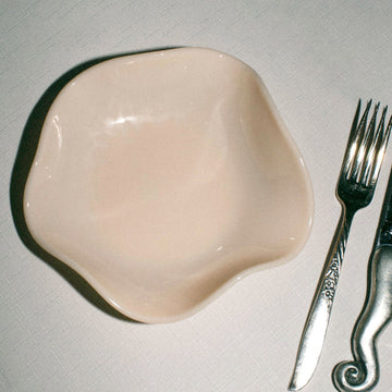 Small Petal Plate, Almond (Opaque)