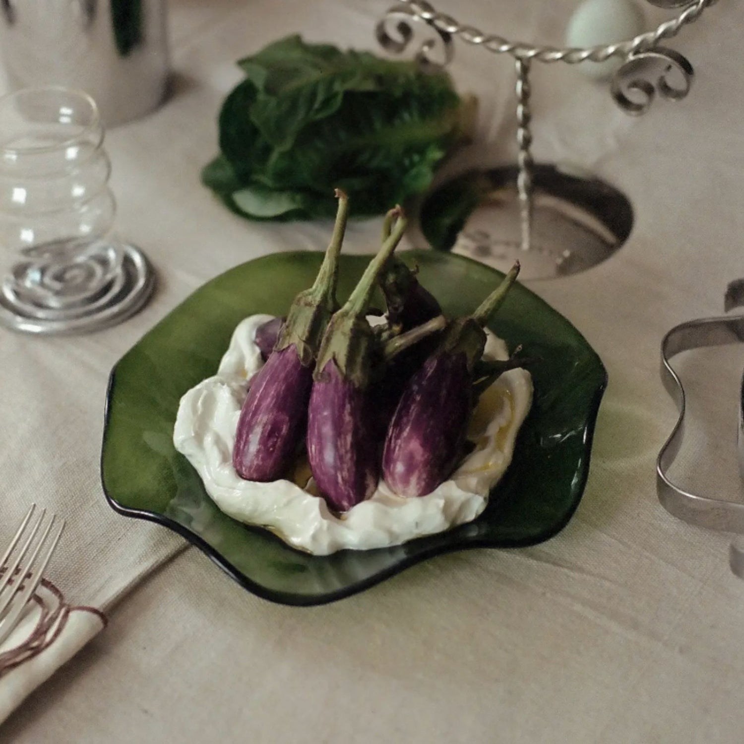 Small Petal Plate, Olive (Opaque)