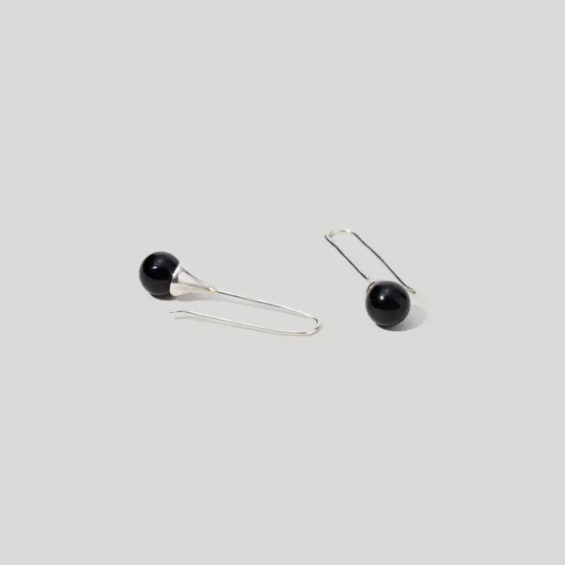 Collette Earring Long Silver Black Onyx