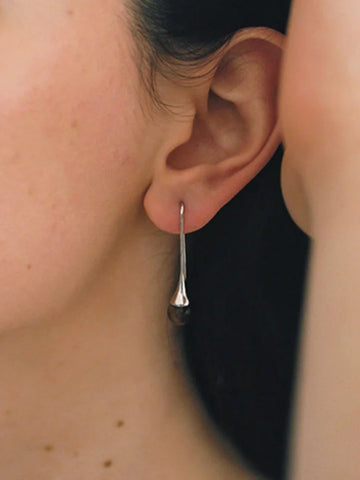 Collette Earring Long Silver- Tiger's Eye